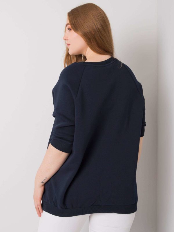 Navy blue plus size sweatshirt without hood Vincente