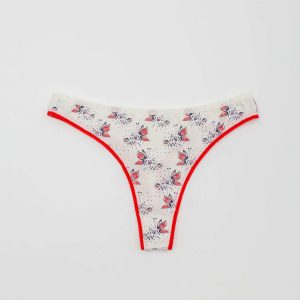 Women's white and red thong