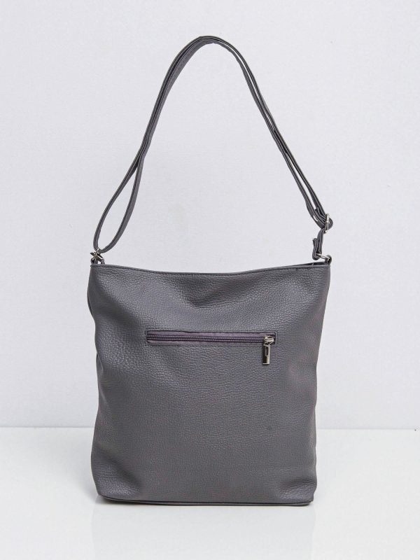 Grey women's bag with geometric motif