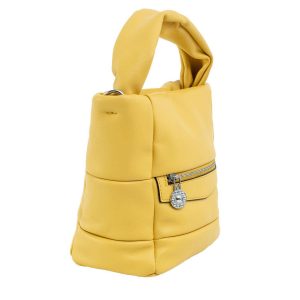 Yellow eco-leather handbag with handle