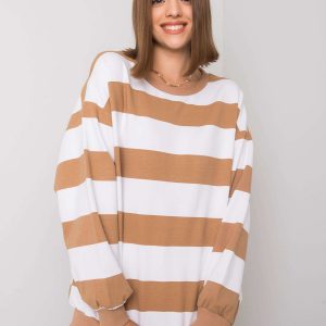 Yemima white camel striped sweatshirt