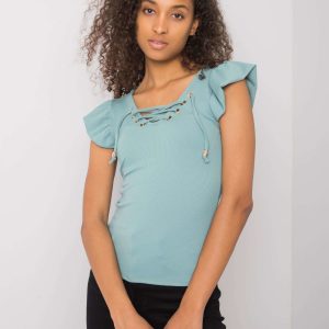 Mint blouse with Waverly lacing