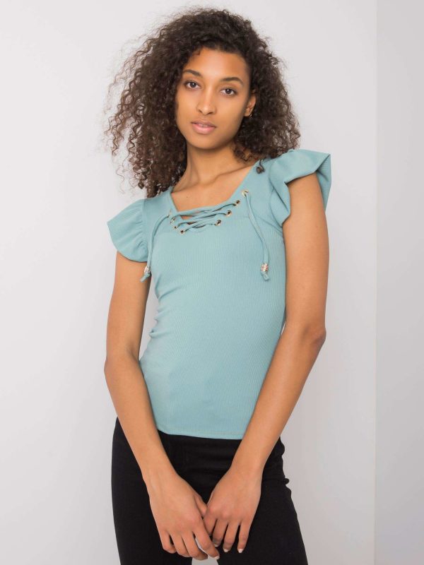 Mint blouse with Waverly lacing