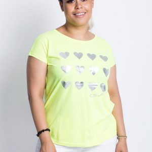 Fluo yellow t-shirt plus size Hearties