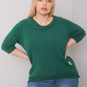 Dark Green Cotton Plus Size Sweatshirt Ninetta