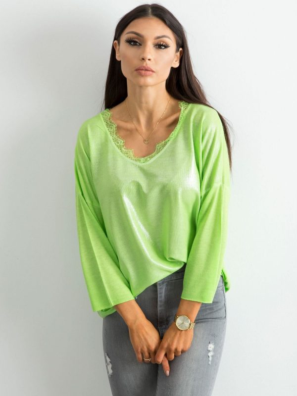 Green blouse with soft gloss