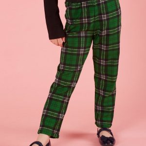 Green Girl's Plaid Pants