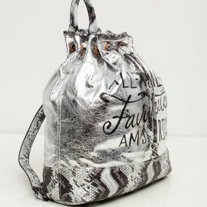 Silver inscription backpack