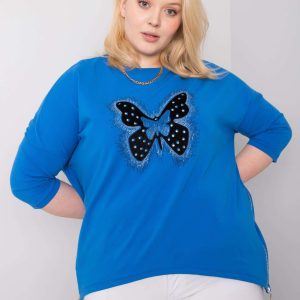 Dark blue blouse with Millie appliqués