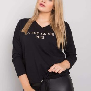 Black plus size blouse with Sherilyn inscription