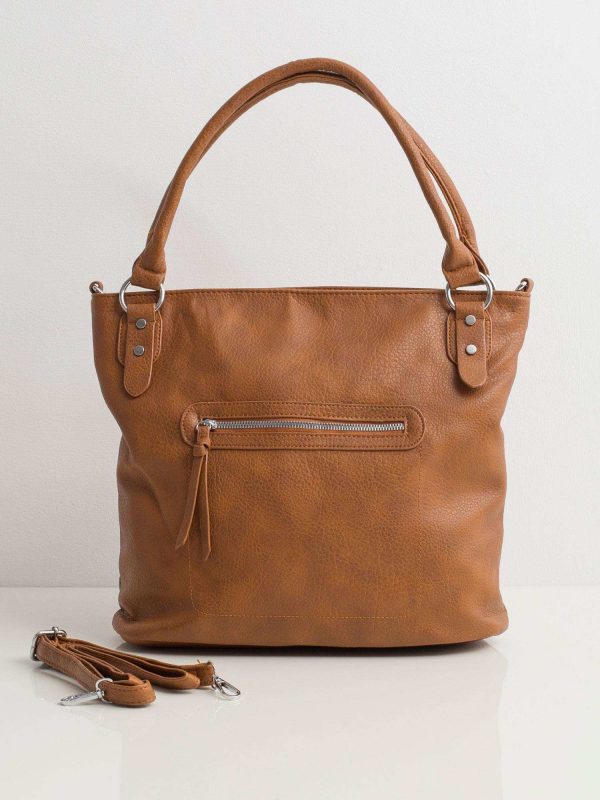 Brown soft bag made of eco leather