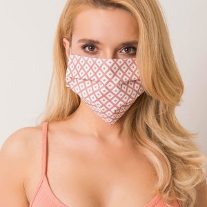 Dirty pink protective mask in geometric patterns