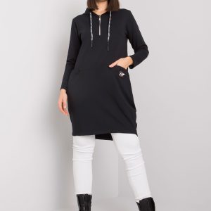 Black cotton tunic plus size with Kierra hood