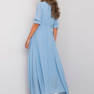 Blue Long Pleated Dress Alejandra