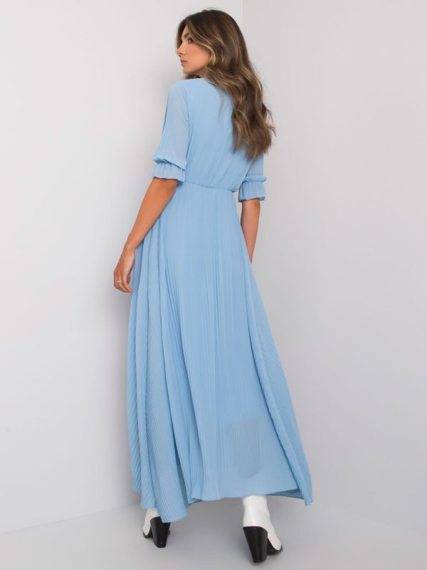 Blue Long Pleated Dress Alejandra