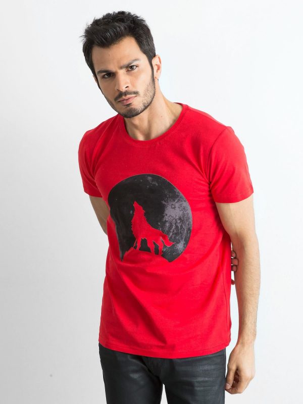 Red T-shirt for men with print
