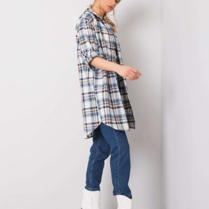 Veronica blue and beige checked shirt