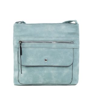 Light blue shoulder bag with pockets