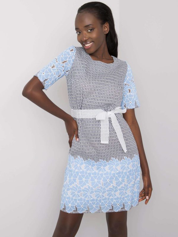 Grey-blue patterned dress Katya