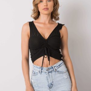 Astrid Black Knitted Rib Top