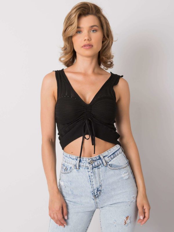 Astrid Black Knitted Rib Top