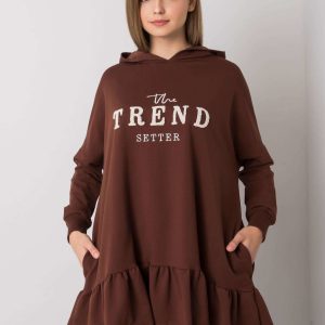 Dark brown oversize tunic with hood Vanessa