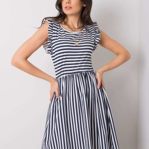 Navy blue and white casual dress by Katherine