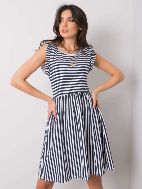 Navy blue and white casual dress by Katherine