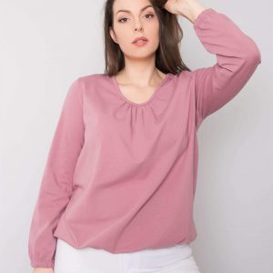 Hailey Dirty Pink Plus Size Long Sleeve Blouse