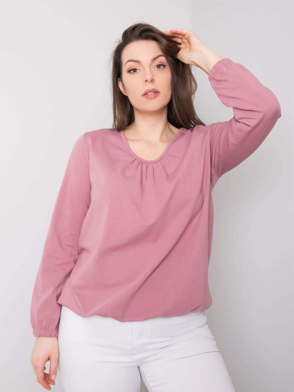 Hailey Dirty Pink Plus Size Long Sleeve Blouse