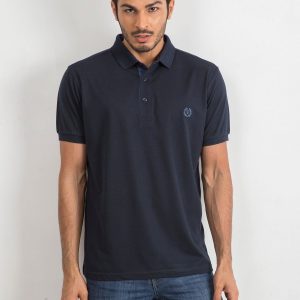 Navy Blue Men's Polo Shirt Reverse