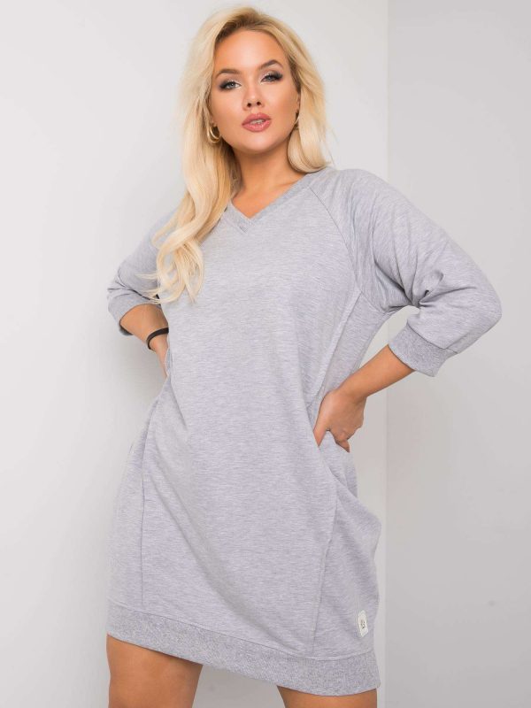 Grey Melange Cotton Plus Size Karissa Dress