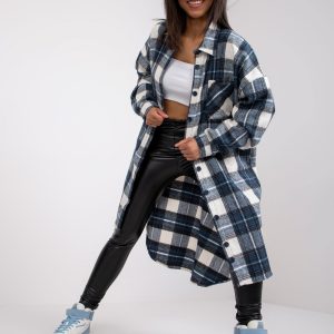 Dark Blue and White Loose Long Shirt Vivianne