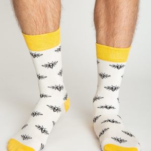 Ecru men's socks with patterns