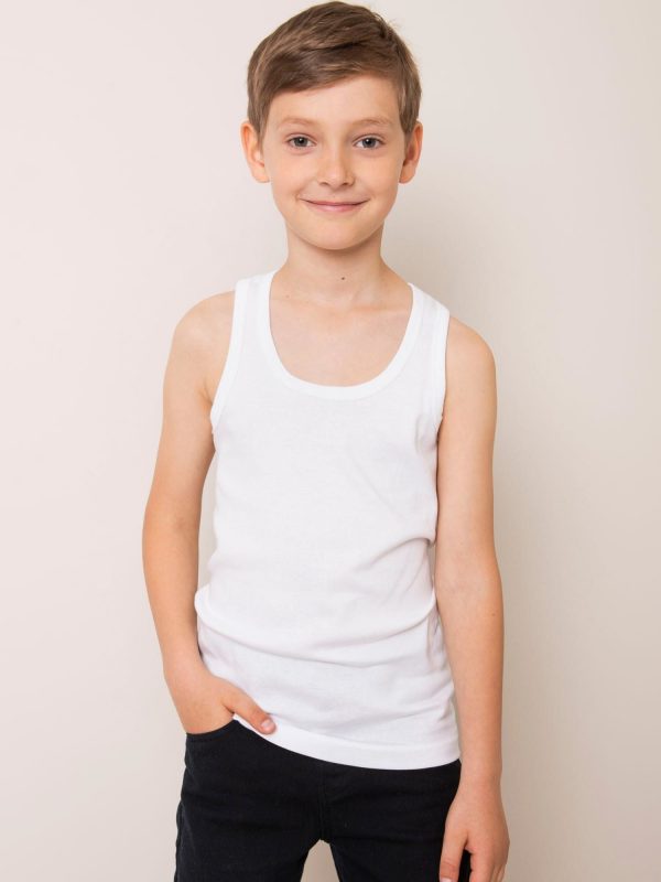 White Cotton Top For Boy