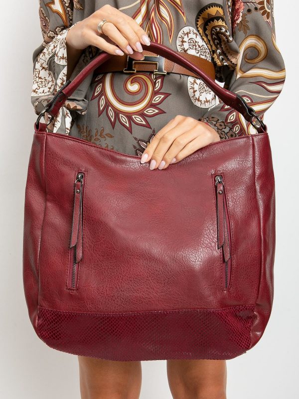 Burgundy eco leather ladies handbag