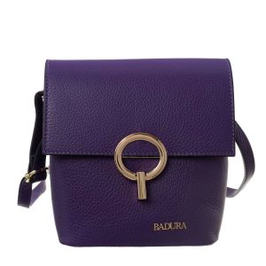 Purple Leather Messenger Bag BADURA