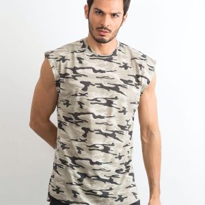 Beige T-shirt for men with camo print