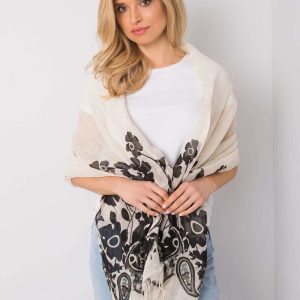 Light beige wrap with floral motif