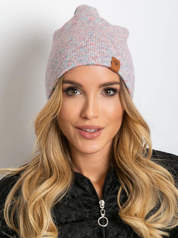 Pink and blue wool hat