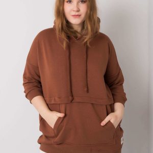 Dark brown plus size sweatshirt with Gioia pocket