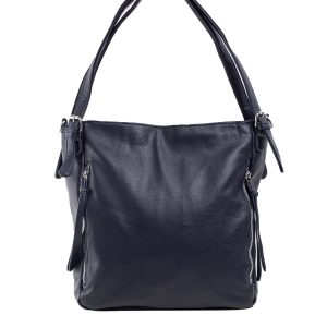 Navy blue urban shoulder bag with pockets