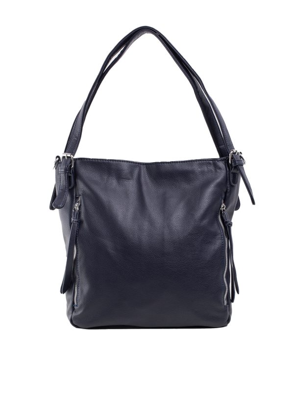 Navy blue urban shoulder bag with pockets