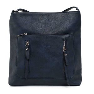 Navy blue faux leather handbag