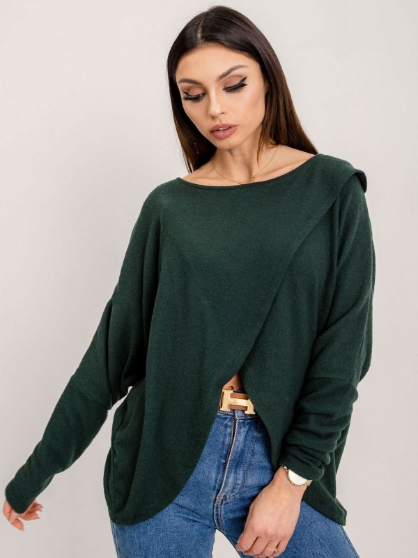 BSL Dark Green Asymmetrical Blouse