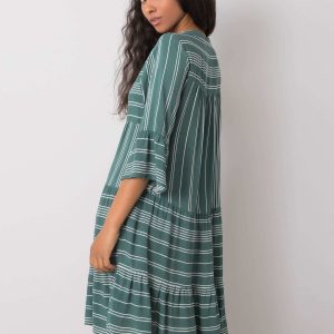 Green dress with ruffle Margherita SUBLEVEL