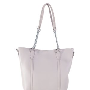 Grey Leatherette Roomy Shoulder Bag