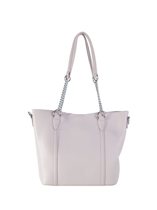 Grey Leatherette Roomy Shoulder Bag