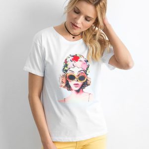 White Loose T-Shirt with Patch