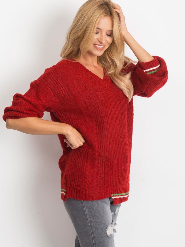 RUE PARIS Dark Red Romance Sweater